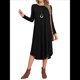 thumbnail image 3 of Vestido Informal Holgado de Cuello Redondo y Larga para Mujer, con Bolsillos Inclinados y Dobladillo Curvo. Negro L, 3 of 9
