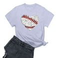 thumbnail image 1 of T-Shirt Oversize Femme Baseball T-Shirt Confortable Softball Col Rond Graphique T-Shirt Femme Gris Clair S, 1 of 3