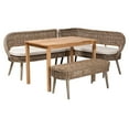 thumbnail image 2 of Baxton Studio Raisa Seagrass, Rattan and Acacia Wood BOHO Dining Nook Set, 4-Piece, Greywashed, 2 of 10