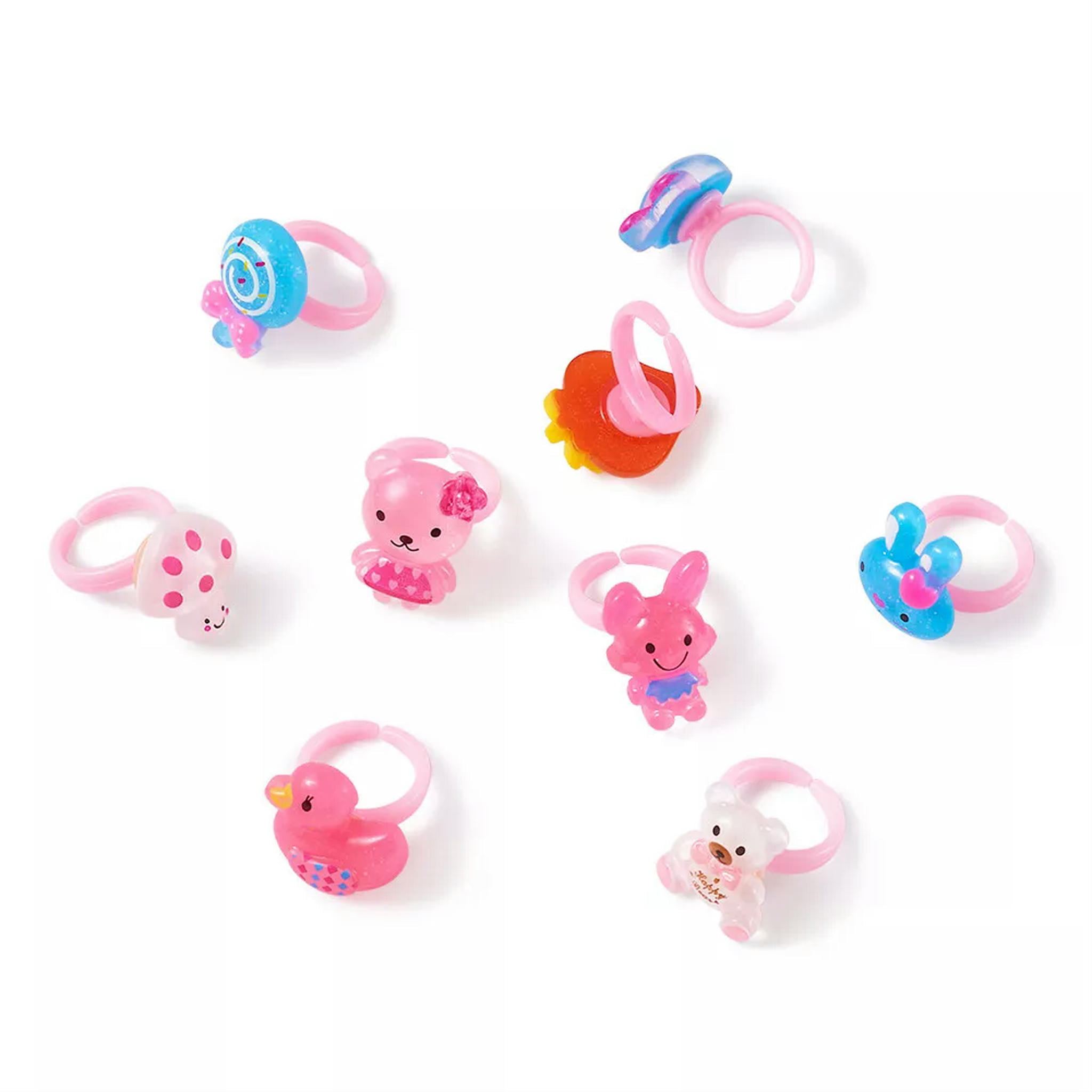 U8MO 100pcs Colorful Cute Jewelry Plastic Kids Rings For Girls DIY Craft Making 14mm