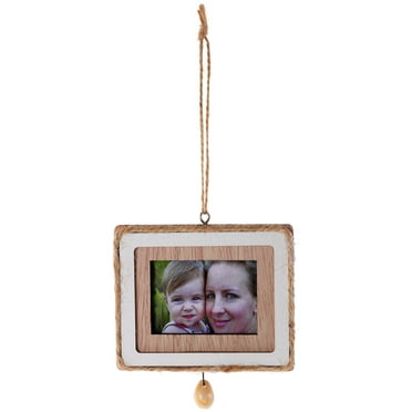 Wood Picture Frame Ornament Unfinished Wooden Picture Frame for Tiny House Decor (Square Shape)