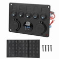 thumbnail image 2 of Boat Switch Panel, Waterproof 5 Gang Switch Plate Rocker Switch Panel 12-24V LED with Digital Voltmeter Backlit for Marine Boat RV Trailer Truck, 2 of 7