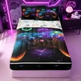 thumbnail image 2 of Erosebridal Cosmic Neon Game Controller Zipper Twin Comforter Sets with Fitted Sheet and 2 Pillowcases for Boys Men, Galaxy Gamepad Zipper Bedding Set, Colorful Gamepad Reversible, 4 Pieces, 2 of 7