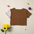 thumbnail image 2 of Vedolay Girl Shirts Casual Girls Short Cap Sleeve Shirts Back Tunic Tops for Pleated Crewneck Blouse,Brown 7-8Years, 2 of 5