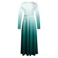 thumbnail image 5 of Dresses for Women Long Sleeve Fall Round-Neck Solid Colorful Long Dresses Green S, 5 of 5
