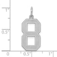 thumbnail image 2 of 925 Sterling Silver Solid Polished and satin Large Satin Sport game Number 8 Charm 25x11mm Wide Pendant Necklace for Wom, 2 of 2