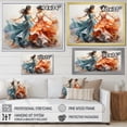 thumbnail image 4 of Designart "Kathak Dancers Peach and Blue Indian Art" Indian Art Floater Framed Canvas Print, 4 of 7