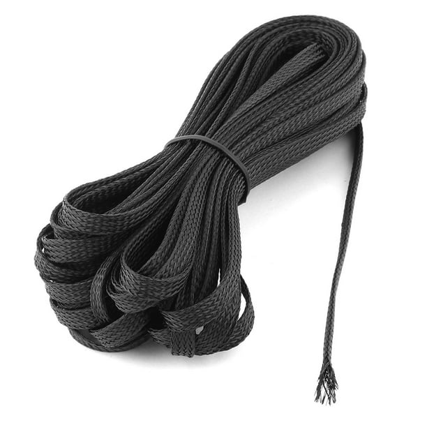 Nylon Braided Expandable Sleeving Cable Sleeve Harness Black 9.8M x 6mm