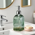 thumbnail image 4 of Vfedsrsge Green Vertical Stripe Glass Soap Dispenser - 350ml Refillable Press Pump Bottle for Bathroom Kitchen, BPA-Free Liquid Hand Soap Shampoo Shower Gel Dispenser, 4 of 6