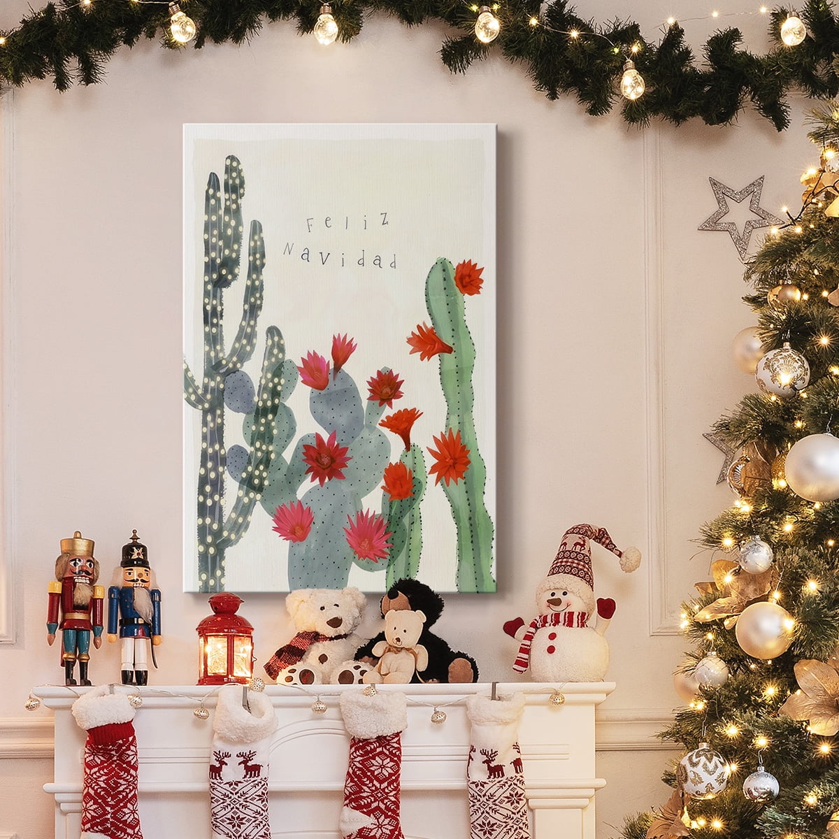 Desert Christmas Cactus II- Gallery Wrapped Canvas