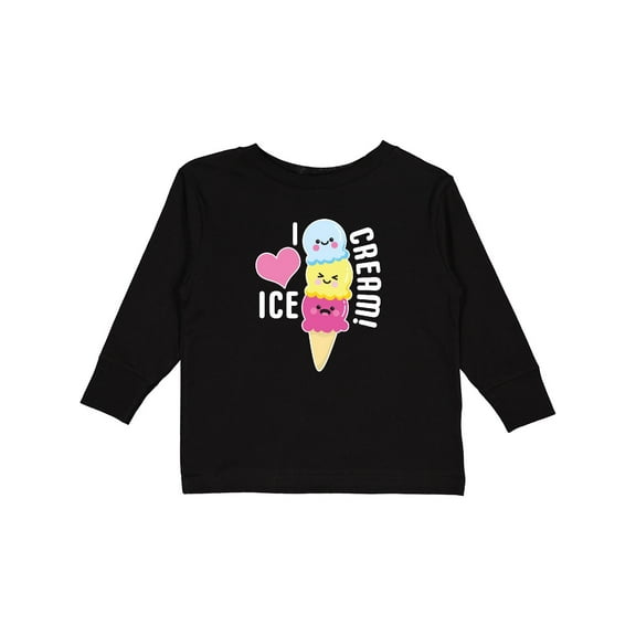 Inktastic I Love Ice Cream with Cute Ice Cream Cone Boys or Girls Long Sleeve Toddler T-Shirt