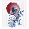 thumbnail image 3 of Ambesonne Japanese Shower Curtain, Carp on Flag, 69"Wx84"L, White, 3 of 5