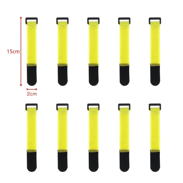 10Pcs Nylon Cable Ties Reverse Buckle Strap 2cm Width Reusable Magic Self Adhesive Tape Fastener Hook Loop Fixed Strap Durable 15x2cm-Yellow 10Pcs