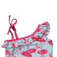 thumbnail image 3 of FNNMNNR Little Girls Swimwear Sleeveless Flamingo Ruffle Straps Tie Swimwear, 3 of 5