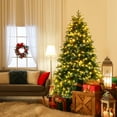 thumbnail image 2 of Topbuy 7FT Hinged Life-Like Christmas Tree W/ 450 LED Lights Pre-Lit Artificial Xmas Tree W/ 1315 PE & PVC Leaves, 2 of 10