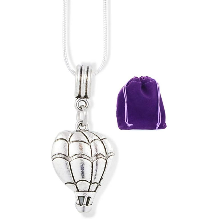 Hot Air Balloon Necklace This Balloon Pendant has Great Hot Air Balloon Charms to match a Hot Air Balloon Dress that Women Wear or to Represent a Clean Air Necklace and