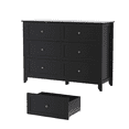 thumbnail image 5 of Modern 6 Drawer Dresser Nickel Handle Wood Storage Cabinet Sturdy Legs Living Room Entryway, 5 of 6