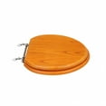 thumbnail image 3 of Renovator's Supply Wooden Elongated Toilet Seat Golden Oak Finish Oval Commode Seats for Toilets Chrome Hinges, 3 of 7