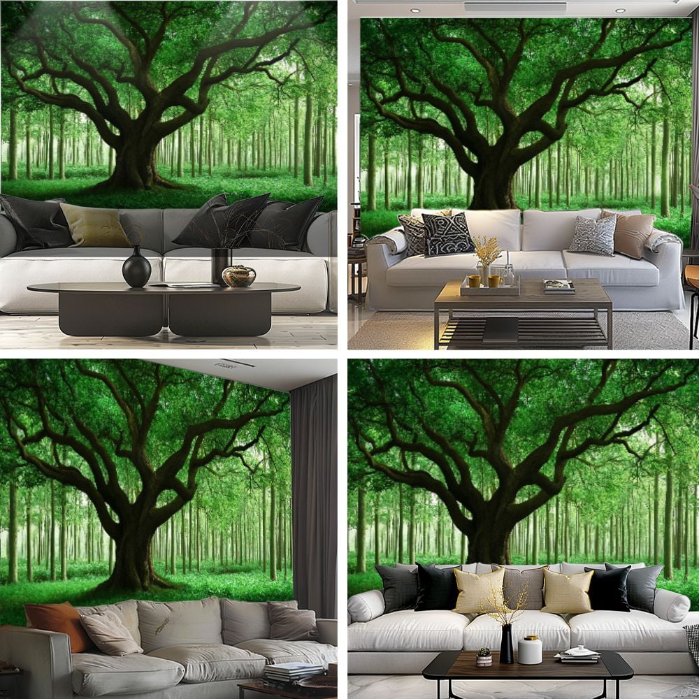 Peel and Stick Wallpaper Tree Lake Green Forest Living Room Bedroom Office Trees Branches Modern Art Wall Mural Decor Self Adhesive and Removable 69in x 98in