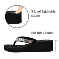thumbnail image 4 of LSYTQRW Flip Flops Sandals for Women Bling Rhinestones Jewel High Heel Arch Support Comfortable Soft Cushion Wedge Slip-on Casual Platform Summer Thong Sandals，Pure Black，Sizes 11, 4 of 5