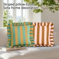 thumbnail image 4 of Throw Pillow Cover, Striped Throw Pillow, Decorative Throw Pillow Covers, Throw Pillow Covers for Couch, Ruffled Edge 18X18 Inch Soft Removable Cover for Couch Beds and Everyday, 4 of 9
