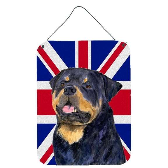 Rottweiler with English Union Jack British Flag Wall or Door Hanging Prints