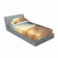 thumbnail image 3 of Ambesonne Landscape Fitted Sheet & Pillow Sham Set, Palm Trees on Beach, Queen, Blue Yellow Brown, 3 of 3