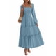 thumbnail image 1 of Vestido PRETTYGARDEN Otoño 2025 Maxi de Manga Larga Azul Polvoriento XL, 1 of 7