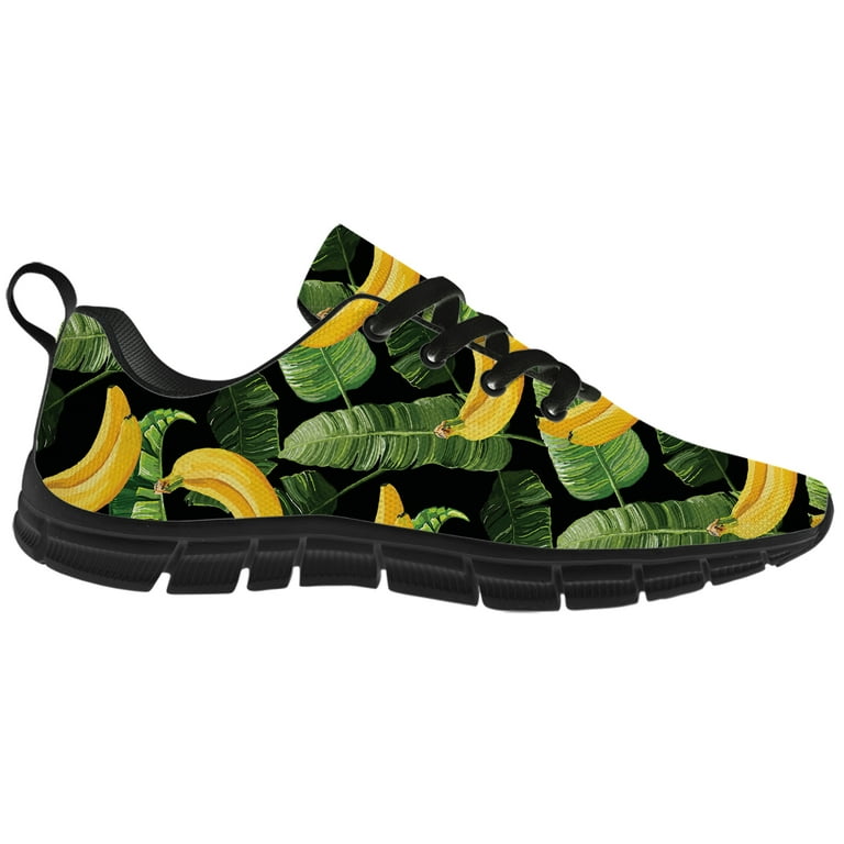 Customuart Banana Shoes Womens Running Shoes Palm Leaf Sneakers