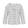 thumbnail image 5 of Aueoeo Polka Dots Printed Tee For Womens Button Shirts V Neck 3/4 Sleeve Blouses Loose Collared Shirt Casual Tops, 5 of 5