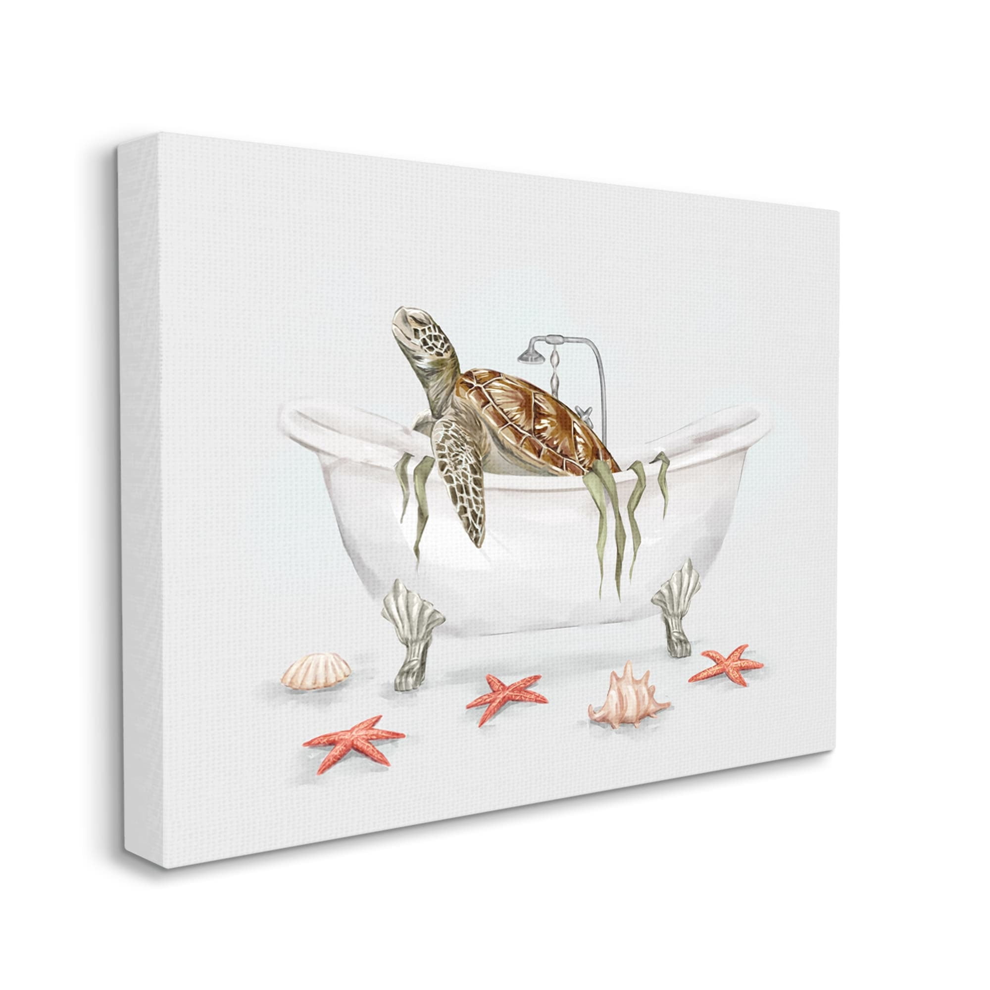Stupell Nautical Turtle Bathtub Bathing Animals & Insects Painting Gallery Wrapped Canvas Print Wall Art