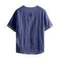 thumbnail image 4 of JTSRKL Crinkled Vintage Shirts for Men Solid Short Sleeve Crewneck Tees Lightweight Breathable Summer Casual Relaxed Wrinkle Texture Tops Navy XS, 4 of 4
