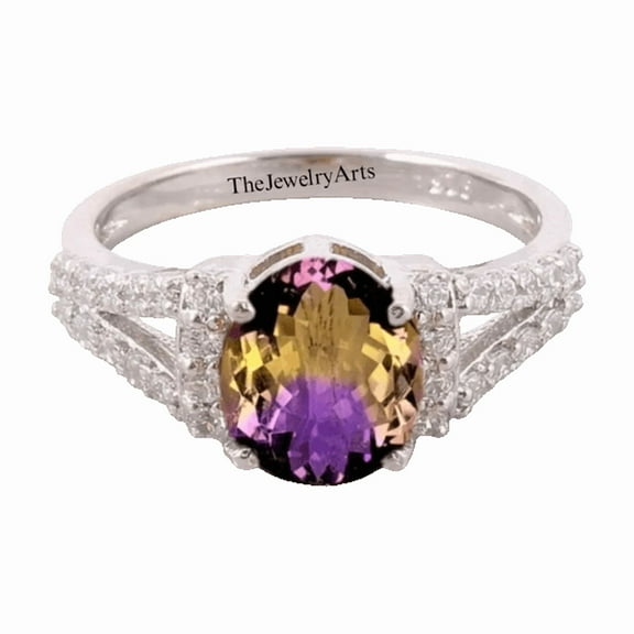 Ametrine Ring – Handmade 925 Solid Sterling Silver Engagement Ring Unique Bi-Color Gemstone Jewelry Traditional Gift for Her Silver 3