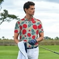 thumbnail image 3 of Yiaed TomatoPrint Men's Short Sleeve Polo Shirt,Golf Polo for Men Three-Button Golf Shirt Athletic Casual Collared T-Shirt- 3X-Large, 3 of 7