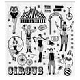 thumbnail image 3 of Ambesonne Circus Shower Curtain, Twins Acrobat Snake Lady, 69"Wx75"L, Charcoal Grey and White, 3 of 3
