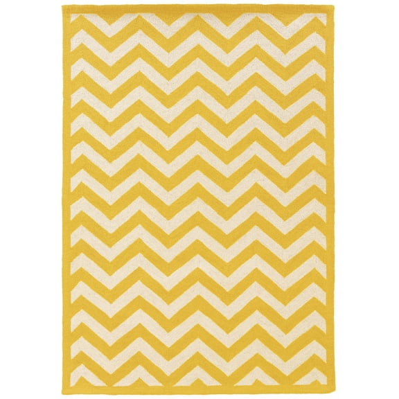Linon Silhouette Hand Hooked Wool 5'x7' Rug in Yellow