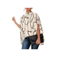thumbnail image 2 of VISgogo Blusa de verano para mujer, manga de murciélago, camisa informal lisa/estampada con cuello simulado, blusas sueltas para mujer VISgogo moda, 2 of 3