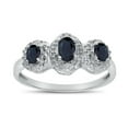 thumbnail image 1 of 10k White Gold Oval Sapphire And Diamond Three Stone Ring, 1 of 6