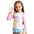 thumbnail image 7 of Girls 2 Piece Long Sleeve Swimsuits Rash Guard Rainbow Shirts Ruffle Trim Bottoms Cute Summer Quick Dry Bathing Suit, Multicolor, 8 Years, 7 of 7