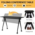 thumbnail image 3 of 55.1in Folding Conference Room Tables on Wheels, 4 Pack Large Mobile Meeting Seminar Table Rectangular Flip Top Training Conference Table for Home Office, Classroom, Business (Black）, 3 of 7