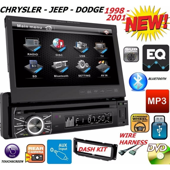 98 99 00 01 CHRYSLER JEEP DODGE 7" TOUCHSCREEN CD DVD BLUETOOTH CAR RADIO STEREO
