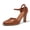 brown, variant on Women Chunky High Heels Closed Pointed Toe Ankle Strap Pumps Vintage Dress Party Shoes