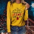thumbnail image 2 of Odeerbi Christmas Tops For Women Long Sleeve Blouses Christmas Tree Print 2025 Casual Round Neck T-shirt Yellow, 2 of 6