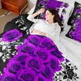 thumbnail image 4 of Manfei Purple Rose 7-Piece Twin Bedding Sets,Rustic Flower Floral Bedding Comforter Set,Blue Black White Sheet Sets For Men Women,Super Cozy Room Decor, 4 of 8