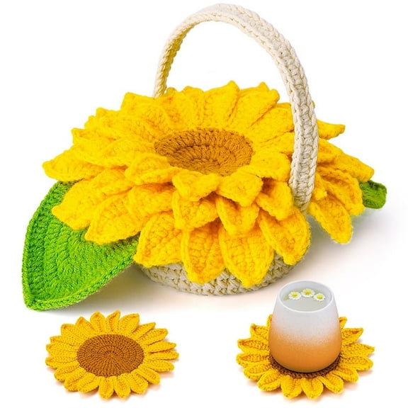 DIYCT Beginner Crochet Kit Sunflower Crochet Kit for Beginners Knitting Starter Kit for Adults Kids Crochet Lovers Learn to Crochet Kits with Step-by-Step Video Tutorials