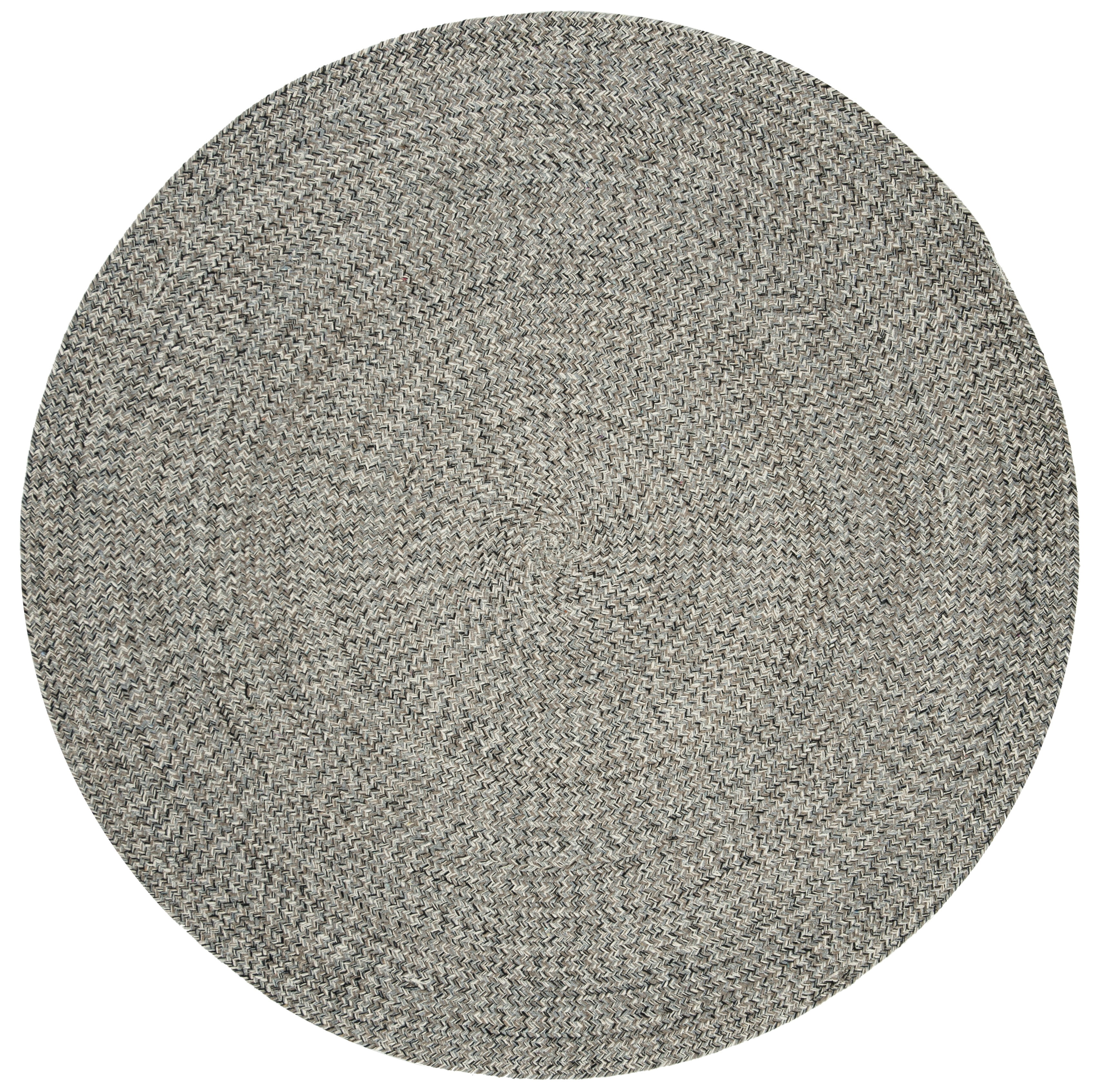 SAFAVIEH Braided Harmon Geometric Cotton Reversible Area Rug, Ivory/Steel Gray, 5' x 5' Round - Coastal Design, Ivory & Steel Grey, Cotton, Hand Woven Pattern, Ideal for Entryway, Kitchen, Living Roo