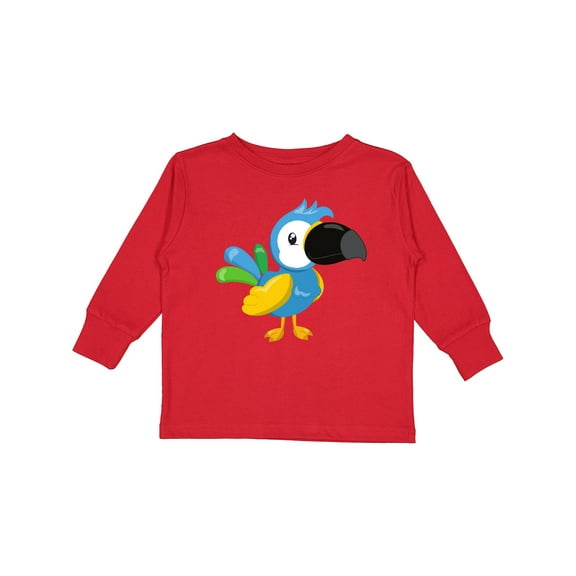 Inktastic Colorful Parrot, Tropical Parrot, Cute Parrot Boys or Girls Long Sleeve Toddler T-Shirt