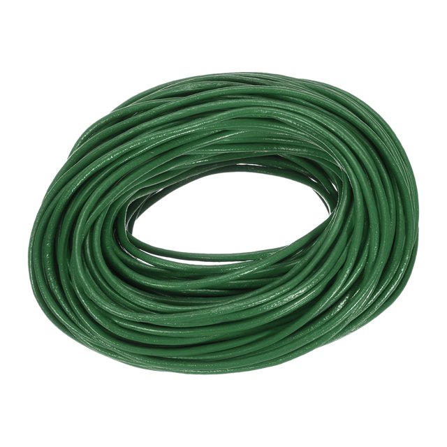 Unique Bargains 20 Yards 2mm Round Leather Cord Lacing String for DIY Crafts, Dark Green