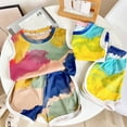 thumbnail image 4 of Odeerbi Kids Boys Girls 2 Piece Outfits Tie-dye Cotton Tank Tops Shorts Set Summer Clothes Children's Ink Oil Painting Style Sleeveless Shorts Two-piece Undershirt Set 1-7 Years White, 4 of 4