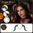 thumbnail image 2 of Devil Horns Headband Gold Cosplay Dragon Horn Hair Hoop Gothic Dress Up Headpiece for Halloween Party Carnival Costume (Gold), 2 of 5